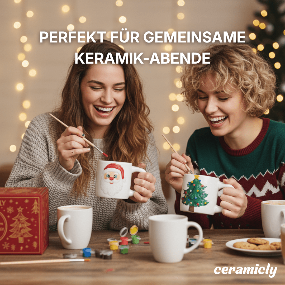 Freundeabend spaß beim Keramik bemalen