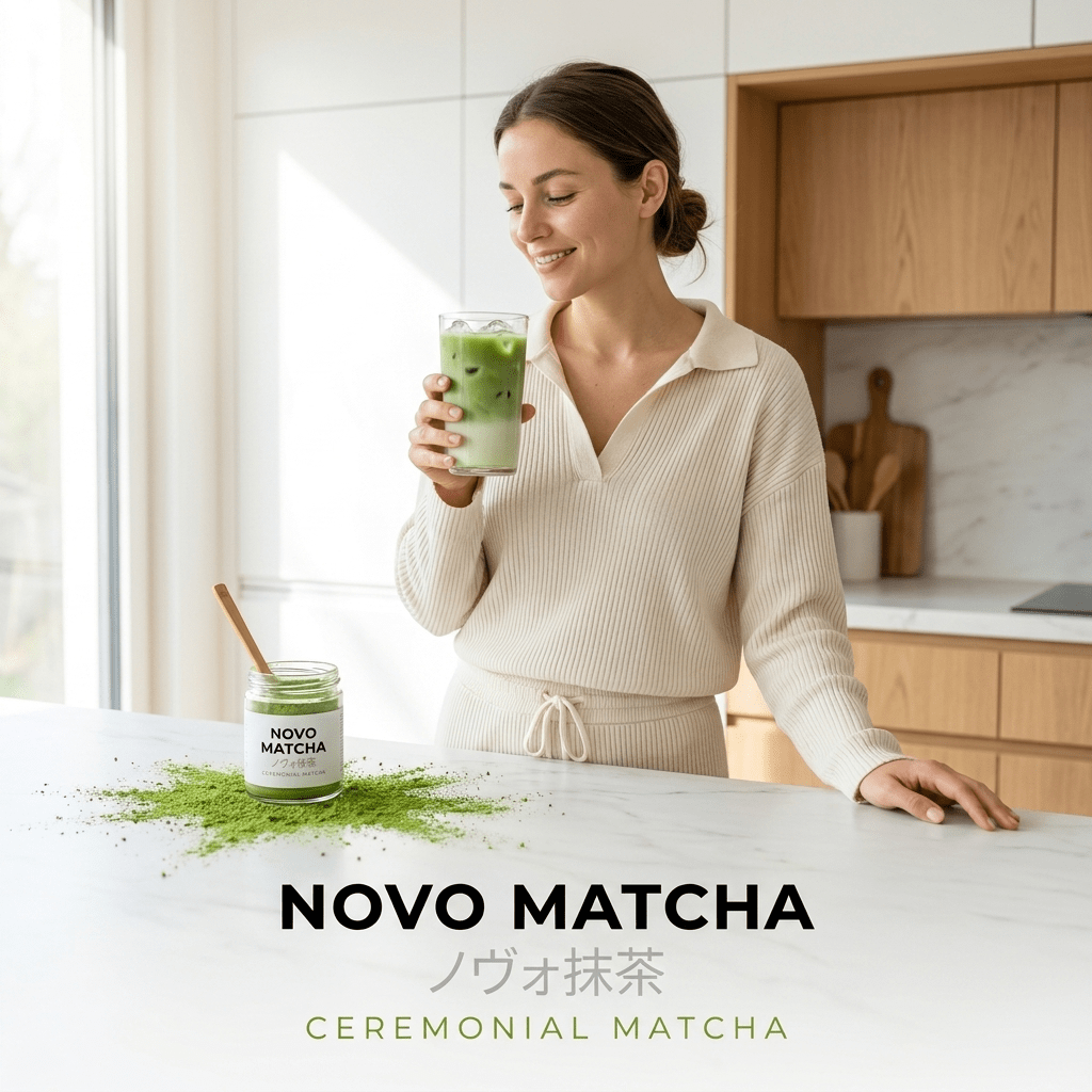 Novo Matcha Frau in der Küche